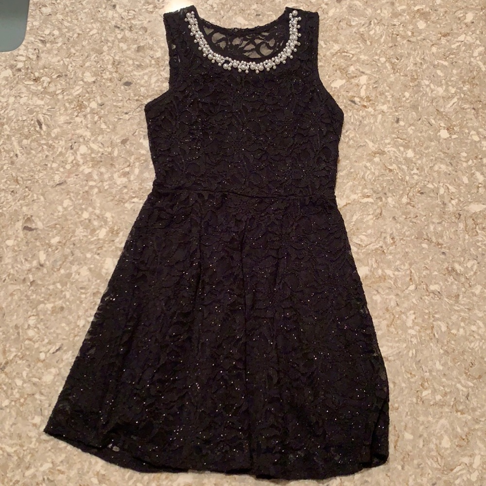 Deb black womens sparkled dress